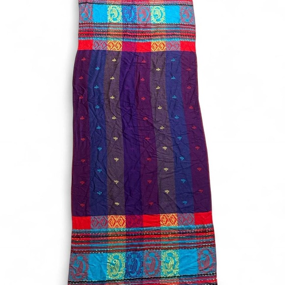 Boho Multicolor Fringe Scarf/Shawl Festival Hippie Colorblock - Picture 2 of 5